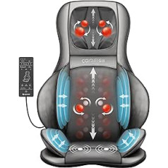 Comfier Shiatsu gaisa kompresijas masāžas sēdeklis, spilvens ar mīcīšanu, rullīšu un vibrācijas masāžu, 3D muguras masieris ar siltumu, regulējamai kakla, plecu, muguras un augšstilbu masāžai