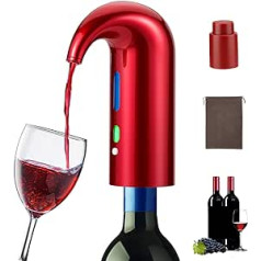 Elektriskais vīna aerators, pārnēsājams viena pieskāriena vīna liešanas karafe, daudzinteliģents automātiskā filtra vīna oksidēšanas dozators ar uzlādējamu USB, sarkanvīna piederumi ceļojumiem (sarkans)
