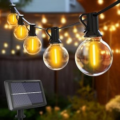 btfarm 23 m Solar Fairy Lights Outdoor, 30 + 3 LED Fairy Lights Spuldzes Outdoor Solar G40 spuldze Waterproof 4 Modes Solar Fairy Lights Outdoor dārza Balkona Ballīte Kāzu Ziemassvētku Dekorācija Silts