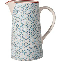 Bloomingville Emma Retro Jug Milk Vintage Water Carafe Diameter 13.5 cm Height 22.5 cm Blue Ceramic Holds Approx. 2000 ml