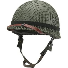 Aifordge Реплика шлема армии США M1 времен Второй мировой войны с сеткой/холстовым подбородочным ремешком, покрашенная своими руками (зеленый)