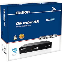 Edision OS Mini 4K S2X - Linux E2 SAT Receiver H.265/HEVC (1x DVB-S2X, Multistream, Blind Scan, 4K 2160p, 2X USB, HDMI, LAN, Remote Control 2-in-1, Card Reader) [Pre-programmed for Astra Hotbrid]