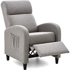 Atlantic Home Collection Tom Recliner kėdė, poliesterio pilka P x P x A: 65 cm x 90 cm x 102 cm