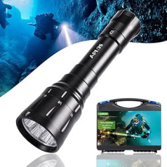 APLOS AP120 12000 Lumen Diving Torch, Underwater 150 m, 7 Modes, Diving Torch LED with Battery