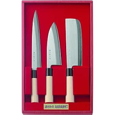 Herbertz 3-teiliges Set japanischer Kochmesser, Stahl 420J2 Messer, Mehrfarbig, One Size