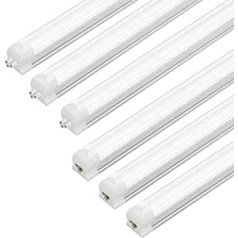 JESLED LED caurule 120 cm pilns komplekts ar ligzdu, 36 W 5000 K 5940 LM LED darbnīcas lampa, paplašināma, piena pārklājuma LED gaismas sloksne, apakšējais apgaismojums, pagraba lampa, garāžas lampa, cauruļu lampa, 6 gab.