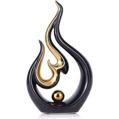 Abstract Black Gold Ceramic Statue - Living Room, Dining Room & Office Decorative Accent - Modern Art Centerpiece for Coffee Table, TV Stand - Birthday, Wedding, Special Occasion Gift Idea