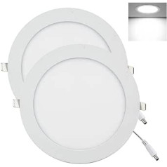 YULIN SUN LED griestu lampa, padziļināts prožektors, 18 w x 2 gab., apaļi LED prožektori, vēsi balts, 6500 k, izmēri 9 mm x 225 mm, iekļauts draiveris