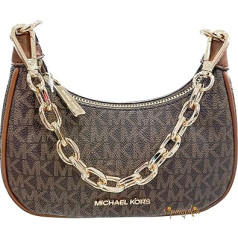 Michael Kors Cora Mini Brown Signature PVC rāvējslēdzēja maisiņš Crossbody rokassomu somiņa, bez krāsas, bez krāsas