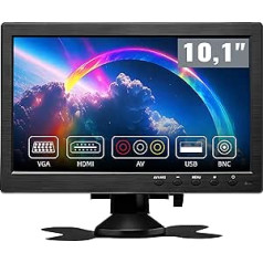 CAMECHO 10,1 colio nešiojamas monitorius, HD 1024 x 600 RGB16:9, su VGA/BNC/USB/HDMI/AV įvesties prievadu, skirtas apsaugos sistemoms, transporto priemonių monitoriams, atbulinės eigos kamerų sistemoms, kompiuteriui
