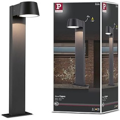 Paulmann Cape 94454 LED āra apgaismojuma polāra gaisma IP44 silti balts, ieskaitot 1 x 6 vatu āra apgaismojumu, melns alumīnija dārza lampa 3000 K pelēka