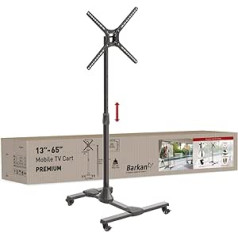 Barkan TV vežimėlis 13-65 colių pakreipimo ir aukščio reguliuojamo aukščio televizoriaus stovas, telpa iki 36 kg, Rakinami ratai, vežimėlis, skirtas LED OLED LCD, maks. VESA 400 x 400, televizoriaus laikiklis