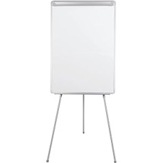 Bi-Office Tripod Flip Chart Grey with Extendable Arms Magnetic Dry Erase Surface with Pen Tray