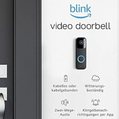 Blink Video Doorbell | Divvirzienu audio, HD video, lietotņu paziņojumi zvana un kustības noteikšanai, vienkārša iestatīšana, iespējota Alexa — bezvadu vai vadu, melns