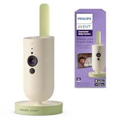 Philips Avent savienota bērnu kamera ar lietotni, privāta un droša šifrēšana, audio, 2x tālummaiņa, nakts redzamība, VOX, domofons, šūpuļdziesmas un balts troksnis (modelis SCD643/26)