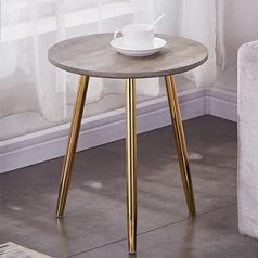 GOLDFAN šoninis stalas apvalios medienos Modernus mažas kavos staliukas naktinis staliukas su metalinėmis kojomis, skirtas svetainei miegamajam auksinė