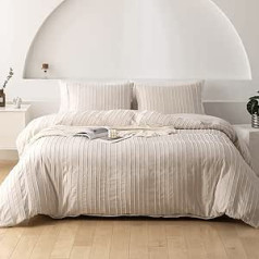 Nyescasa smilškrāsas gultas veļa, 135 x 200 cm, 4-daļīgs Boho, strīpains, grozāms gultas veļas komplekts meitenēm, Bohēmijas mikrošķiedras segas pārvalks ar rāvējslēdzēju un 2 spilvendrānas 80 x 80 cm