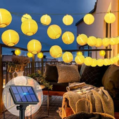 bitjam Outdoor Solar Fairy Lights, 18 m, 40 LED laternas, Outdoor Weatherproof, 8 Modes, Solar Fairy Lights, Outdoor IP65 Waterproof for Garden, Balkons, Teras, Pagalms, Ballīte, Kāzas, Silti Balts