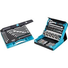 Hazet Ratchet Combination Spanner Set 606N/12, 12-Piece & SmartCase Socket Set 2200SC-2, 50-Piece Tool Socket Set