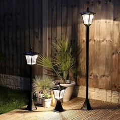 1.2 m Classic Outdoor Solar Light, Black, LEDs in White Festive Lights