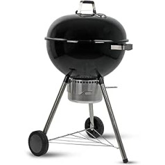 MasterCook kokogļu grils, grila diametrs 57 cm, grils ar riteņiem un vāku, kokogļu grils ar termometru un pelnu savākšanas sistēmu, zemes augstums 78 cm (Ketty Black)