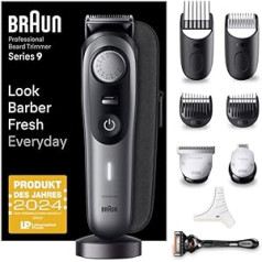 Braun Beard Trimmer, Trimmer/Hair Trimmer for Men, Professional Hair Clipper, 40 Settings, Charging Station, Travel Case, Beard Stencil, 180 Minutes, Wireless Operating Time, Waterproof, BT9420