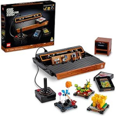 LEGO Icons Atari 2600 celtniecības komplekts 10306 — retro videospēļu konsoles un spēļu kasetņu kopijas, ar mini figūriņu un kursorsviru, nostalģiska 80. gadu dāvana spēlētājiem un pieaugušajiem