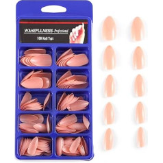 Sethexy Shiny Stiletto False Nails Medium Sharp False Fingernails Pack of 100 Acrylic Press on Fake Nail Tips for Women and Girls (Pink)
