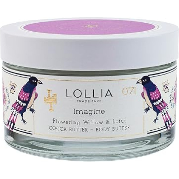 Lollia Imagine Body Butter Barojošs ķermeņa mitrinošs krēms Mitrinošs un izlīdzinošs Izsmalcinātākās sastāvdaļas, tostarp šī sviests un kakao sviests 155 g