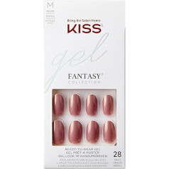 Kiss Gel Fantasy Collection Nail Manicure Set, Brighter Than The Sun, Medium Length Oval False Nails, Contains 28 False Nails, Nail Glue, Nail File and Manicure Sticks