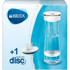 BRITA ūdens filtrs karafe balti pelēka / karafe ar 1 MicroDisc filtru / karafe stilīgai ūdens pasniegšanai / filtrs samazina hlora un mikrodaļiņu saturu krāna ūdenī