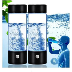 Cunsieun 420 ml ūdeņraža ūdens pudele, pārnēsājama ūdeņraža ūdens jonizētāja mašīna, ūdeņraža ūdens ģeneratora ražotājs (melna 2 gab.)