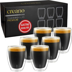 Creano PREMIUM divsienu glāzes 250ml - 6 glāžu komplekts - Ēdināšanas kvalitāte - 100% droši mazgāt trauku mazgājamā mašīnā - JAUNUMS 2024