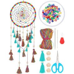 INFUNLY DIY Dreamcatcher komplekts, lai izgatavotu savu Dreamcatcher, ar rokām darināts krāsains Dreamcatcher Craft komplekts iesācējiem ar bārkstīm un instrukcijām guļamistabai, sienas dekorēšanai, bērnu istabai