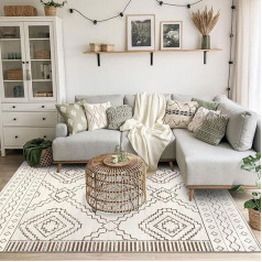 Homcomodar Boho Rug 160 x 230 cm Rugs Living Room Non-Slip Rug Bedroom Soft Short Pile Vintage Rugs for Kitchen Dining Room