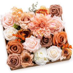 AIM & GGKK Šilko gėlės kaip tikros rožės Dirbtinės gėlės Combo dėžutė su stiebų gėlių apdaila Torto meno gėlės Pavasario puokštės Vestuvių šalis Pradžia Kūdikių dušo dekoracijos (rožinis rinkinys)