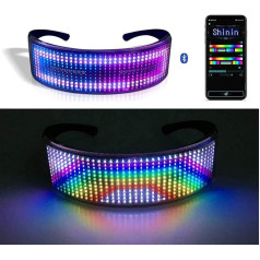 Lixada unikālas LED brilles, LED brilles BT lietotnes vadība ballītei | DIY mirgojošas emociju saulesbrilles vīriešiem sievietēm bērniem | USB uzlādējamas