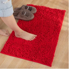 Reyox High Pile Chenille vannas paklājs neslīdošs paklājs mazgājams vannas paklājs vannas istaba ūdens absorbējošs sarkans 1 60 x 90 cm