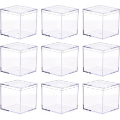 Cabilock 9 gab Clear Acrylic Square Cube Candy Boxes Akrila kaste ar vāku Square Acrylic Container for Sweets Pill Tines Jewellery and Tiny Item 3. 4 x 3. 4 collas