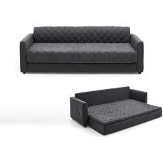 Atlantic Home Collection Kelly Dark Grey Sofa Bed with Pocket Spring and Practical Topper, 226 x 86 x 78 cm (W x D x H)