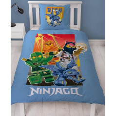 Patalynė 135 x 200 cm, Lego Ninjago Lloyd, Sora, Arin ir drakonas Riyu, 100 % medvilnė, užtrauktukas, 1x užvalkalas ant pagalvės 80 x 80 cm + užvalkalas ant antklodei 135 x 200 cm, vaikiškos patalynės serija - 