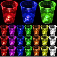 meishuneu Pack of 24 Luminous Party Cups 16 oz plastmasas kausi Party Favours for Party Supplies, Neon Party, Weddings, Beach, Holidays (7 Colours)