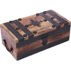 Ajuny Hand Carved Wooden Treasure Chest Decorative Jewelry Storage Keepsake Box Versatile Jewellery Storage Jewellery Holder or Watch Box Ideal for Gifts - 11
