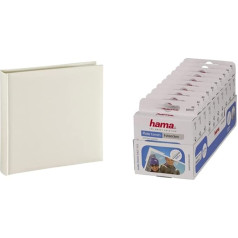 Hama Jumbo fotoalbums, fotogrāmata ar 80 baltām lapām, albums 320 fotogrāfijām pašlīmējošiem un dizaina materiāliem, pasteļbēšs, 30 x 30 cm un foto stūrīši, 500 pašlīmējošu foto spilventiņu iepakojums,