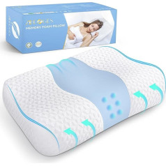 Spilvens Memory Foam Pillow Side Sleeper Pillow - Premium spilvens, izgatavots no viskozes atmiņas putām Regulējams, ērts miega spilvens Ideāli piemērots muguras gulētājiem Vēdera gulētājiem - Spilvens 60x40x11,5 cm