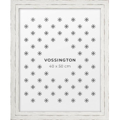 Vossington Picture Frame 40 x 50 cm White - Vintage - Rustic Character and Charm - Artificial Wood Grain - Frame for 1 Picture, Photo, Poster or Puzzle in the Format 40 x 50 cm (50 x 40 cm)