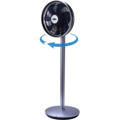 BE COOL Floor Fan Very Quiet, 360 Degree Oscillating, Sleep Mode, Cooling Effect, 15 m Range, Timer, Remote Control, Super Silent Fan, Standing Fan, Silver/Blue