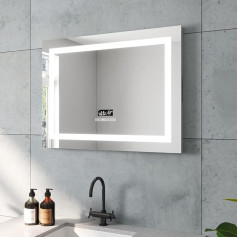 Aquabatos 70 x 50 cm Bathroom Mirror with Lighting, LED Illuminated Mirror, Dimmable with Makeup Mirror, Touch Switch, Cool White, IP44, Energy Saving.