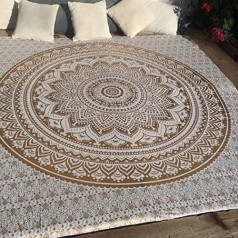 Tradicionālā Indijas Mandala Hipiju sienas piekaramais, kokvilna, bohēmas stila gobelēns, Ombre, gultas pārklājs, kokvilna, zelta, karaliene (84 x 90 collas) (215 x 230 cm)