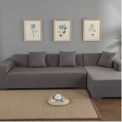 Ejoyous Elastīgs dīvāna L formas pārvalks, dīvāna pārvalks Stretch Sofa Slipcover Aizsardzības pārvalki Dīvāna pārklāji Dīvāna pārvalks Elastīgs Stretch L formas dīvāna 3+2 sēdekļu stūra dīvāna pārvalks (pelēks)